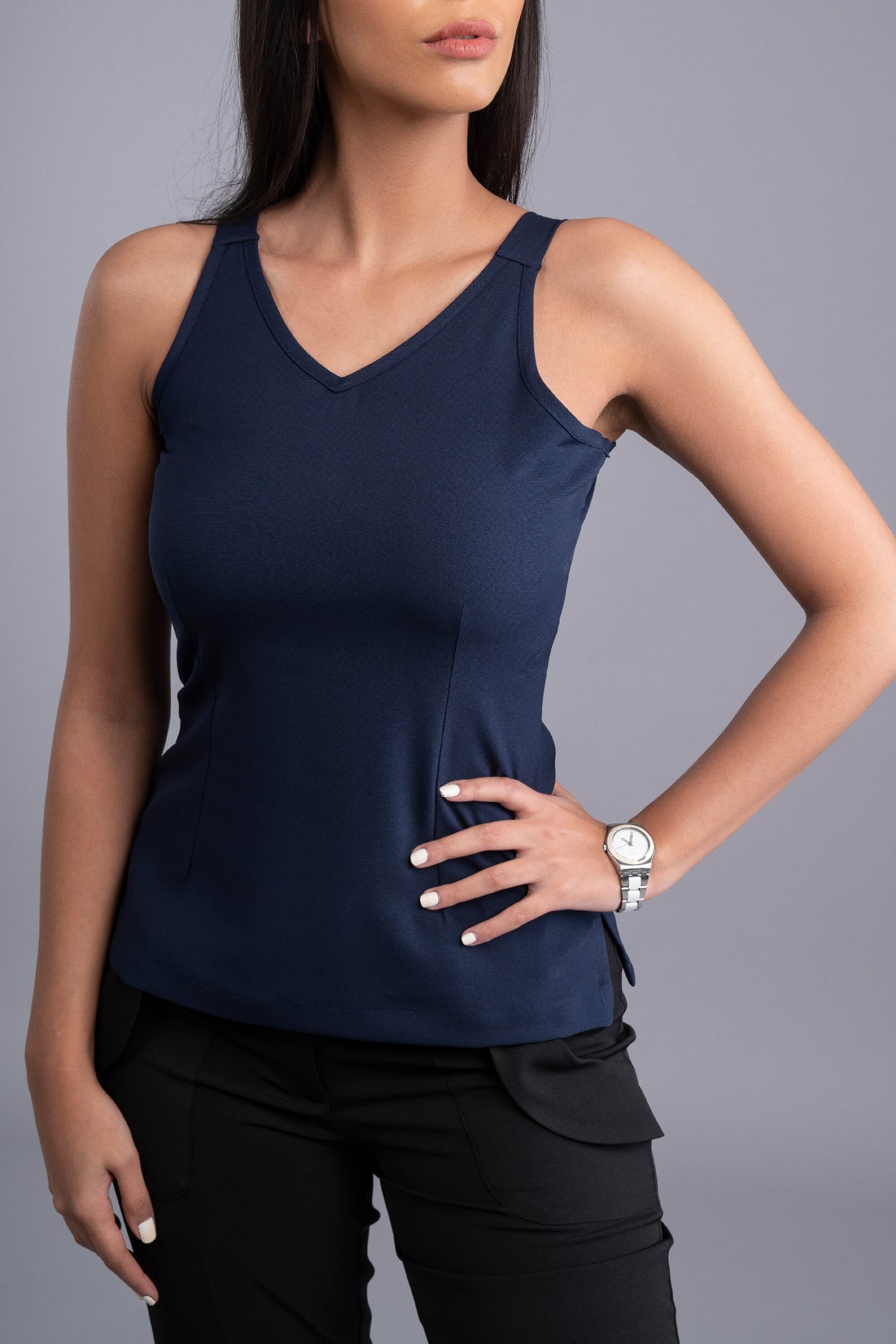 Ubud Cami with Side Zip-Navy - The Modernest