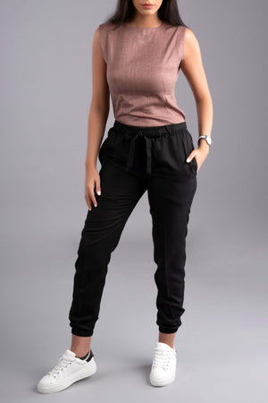 Chamarel Joggers with Triangle Belt Loops-Black - The Modernest