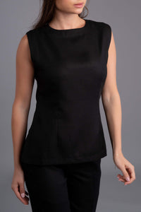 Göreme Sleeveless Top with Shoulder Zip-Black - The Modernest