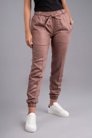 Chamarel Joggers with Triangle Belt Loops-Brown - The Modernest